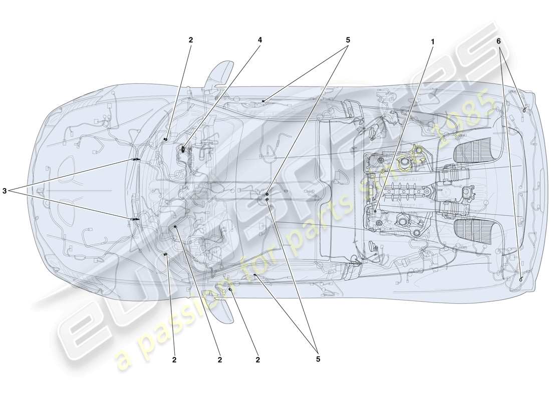 Ferrari 458 Speciale Aperta (RHD) VARIOUS FASTENINGS FOR THE ELECTRICAL SYSTEM Part Diagram