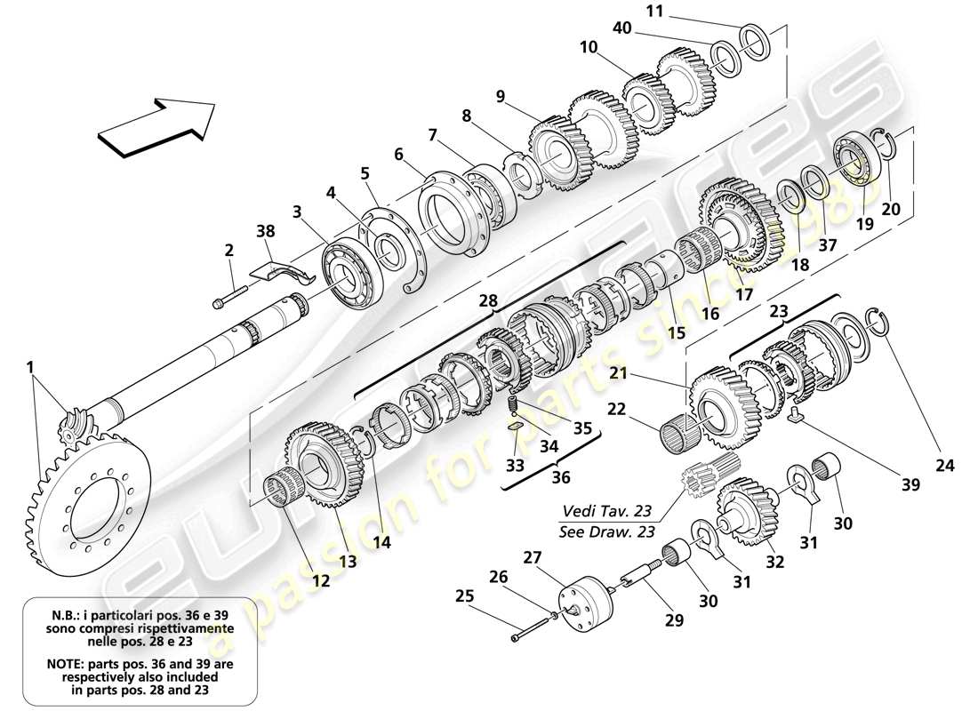 Maserati Trofeo SECONDARY SHAFT GEARS Part Diagram