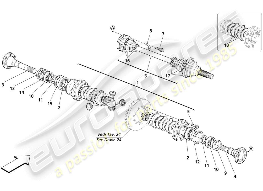 Maserati Trofeo DIFFERENTIAL AND AXLE SHAFT Part Diagram