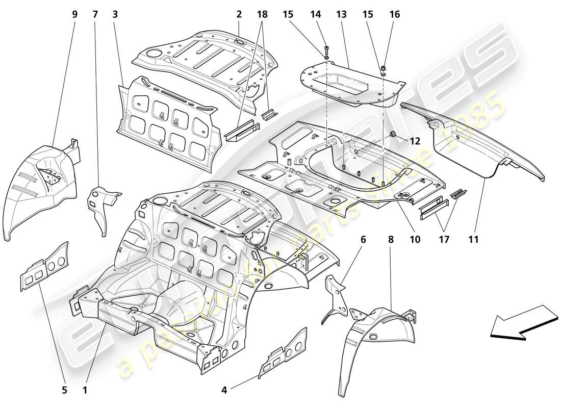 Maserati Trofeo central structure Part Diagram