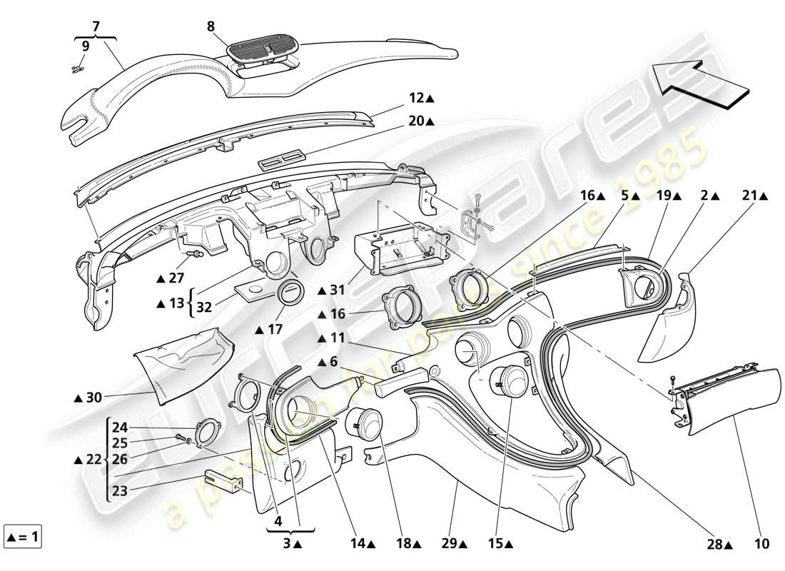 Maserati Trofeo DASHBOARD Part Diagram