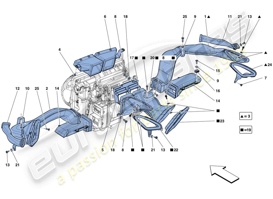 Ferrari 488 GTB (Europe) DASHBOARD AIR DUCTS Parts Diagram