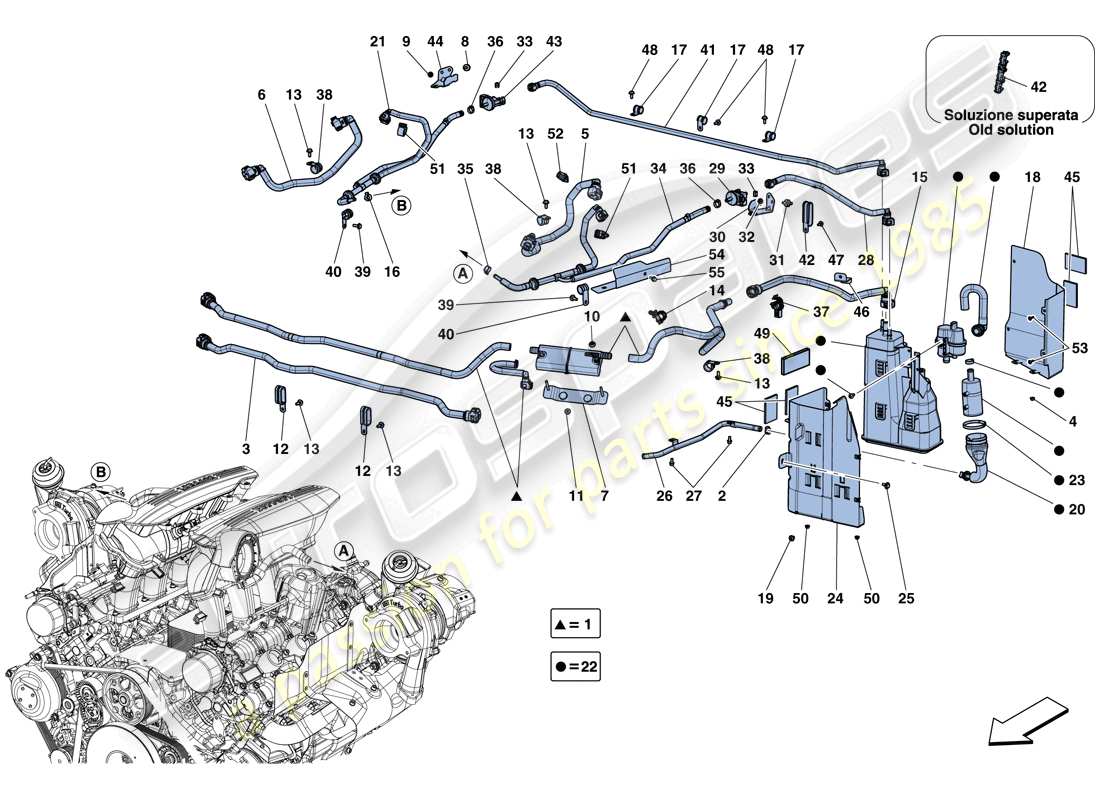 Ferrari 488 GTB (RHD) evaporative emissions control system Parts Diagram