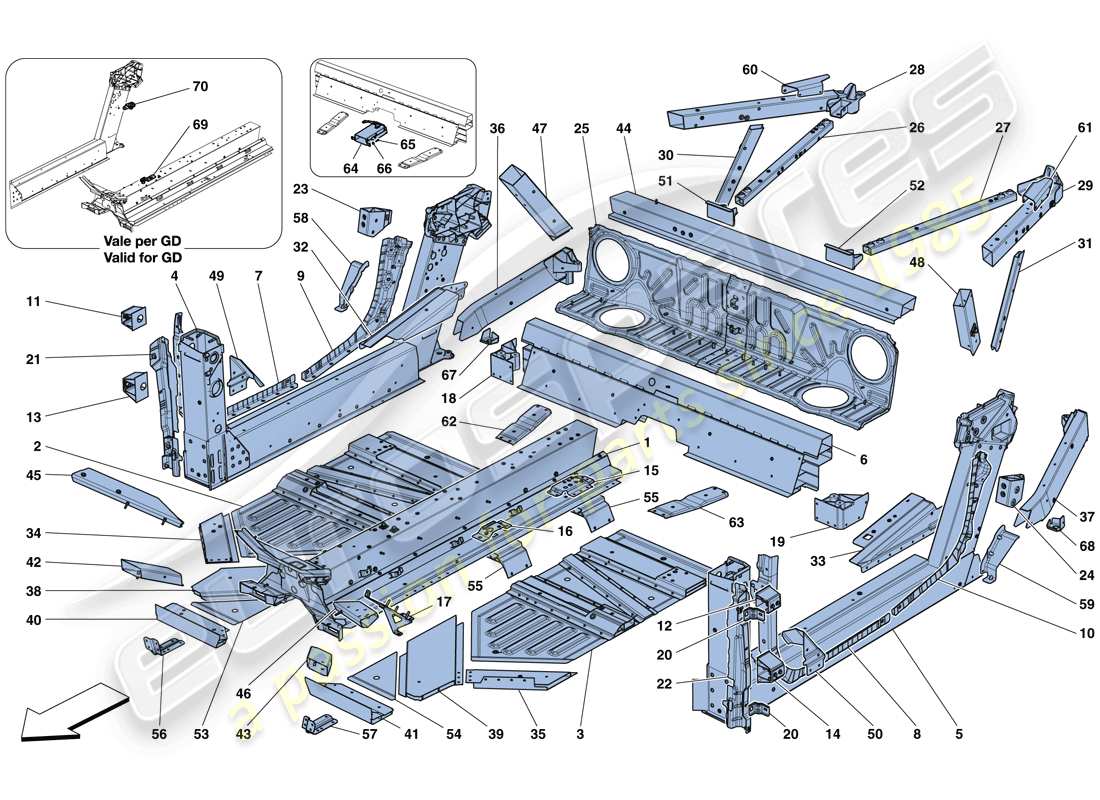 Ferrari 488 Spider (RHD) CENTRAL ELEMENTS AND PANELS Parts Diagram