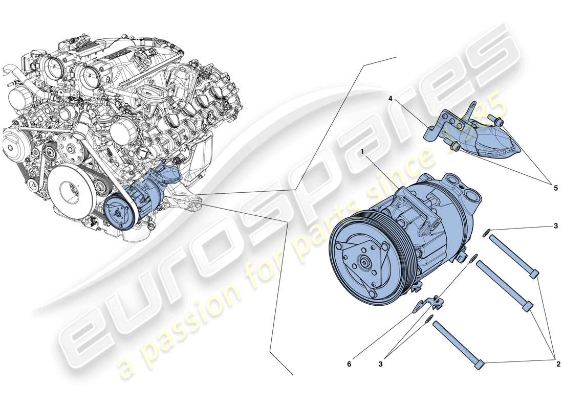 Ferrari GTC4 Lusso T (EUROPE) AC SYSTEM COMPRESSOR Parts Diagram