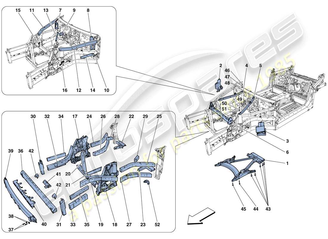 Ferrari GTC4 Lusso T (EUROPE) STRUCTURES AND ELEMENTS, FRONT OF VEHICLE Parts Diagram