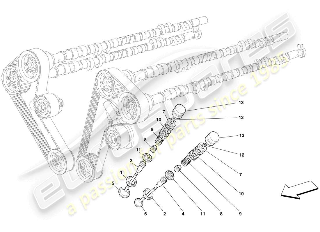 Ferrari 612 Sessanta (Europe) timing - valves Parts Diagram