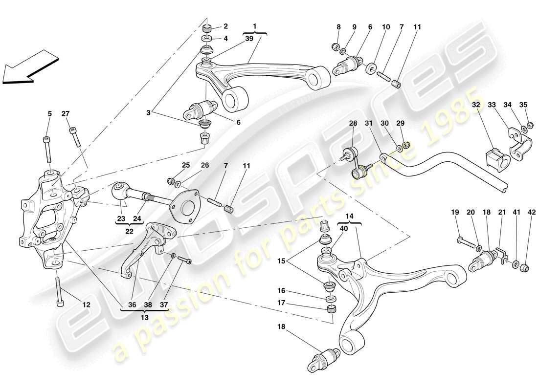 Ferrari 612 Sessanta (Europe) REAR SUSPENSION - ARMS AND STABILISER BAR Parts Diagram