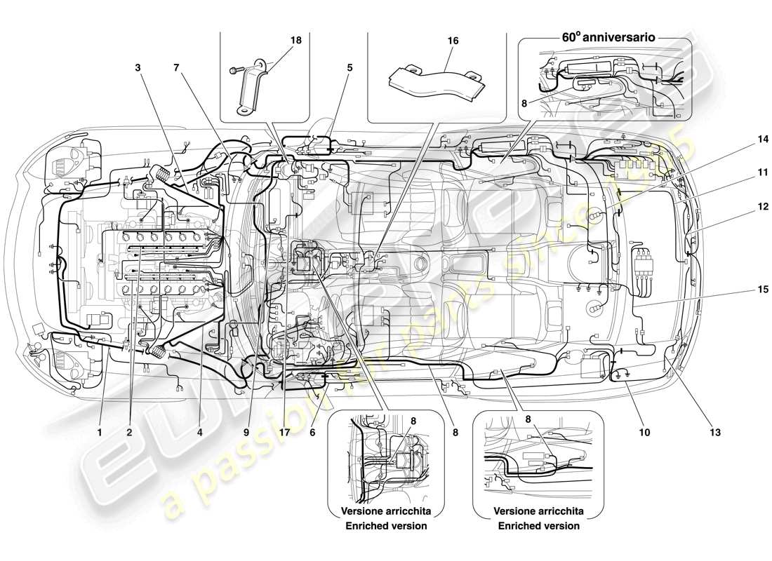 Ferrari 612 Sessanta (Europe) electrical system Parts Diagram