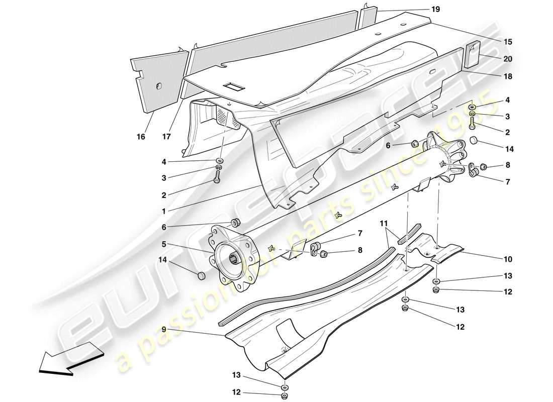 Ferrari 612 Sessanta (USA) ENGINE/GEARBOX CONNECTOR PIPE AND INSULATION Parts Diagram