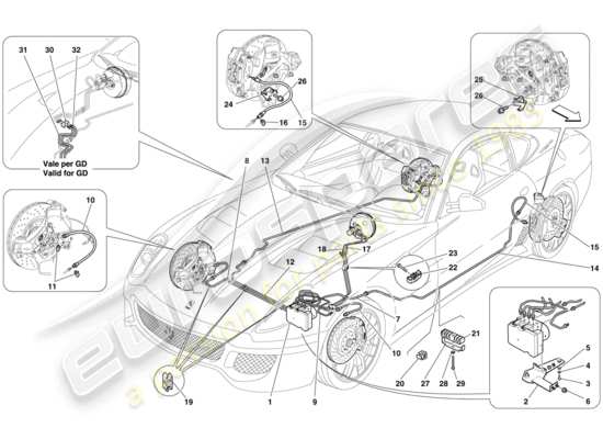 a part diagram from the Ferrari 599 GTO (USA) parts catalogue