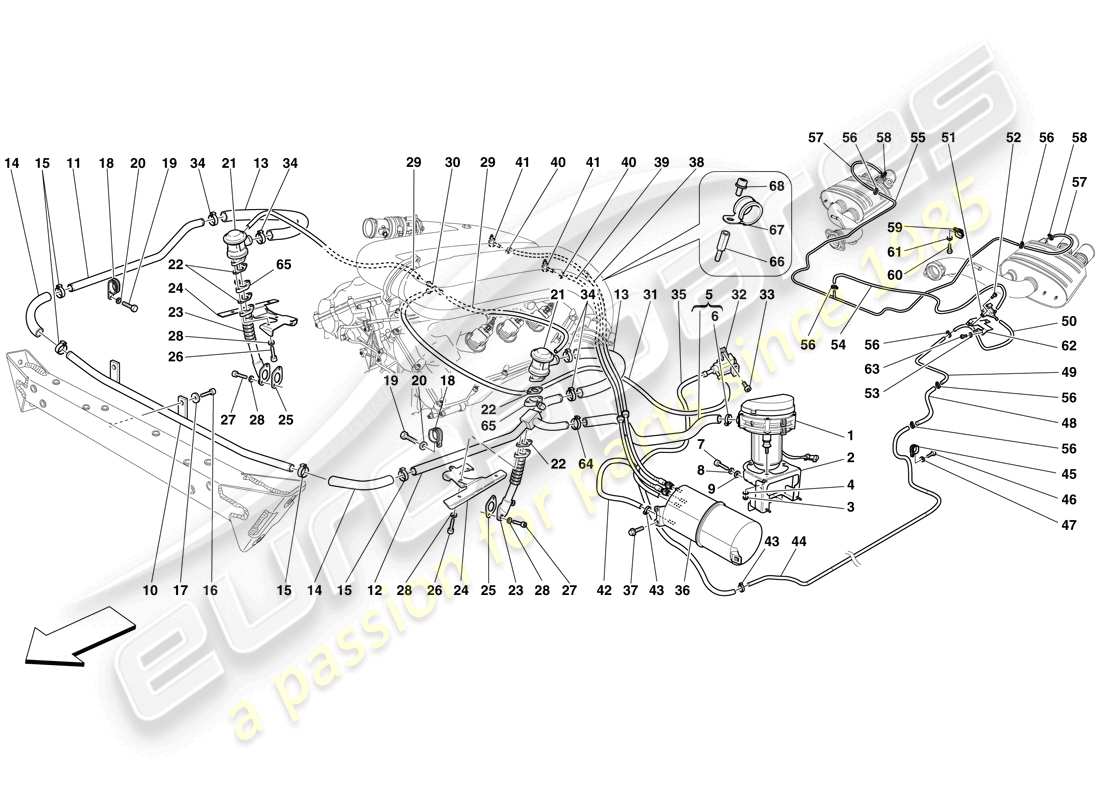 Ferrari 599 SA Aperta (RHD) secondary air system Part Diagram