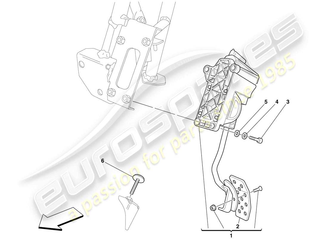 Ferrari 599 SA Aperta (RHD) Electronic Accelerator Pedal Part Diagram