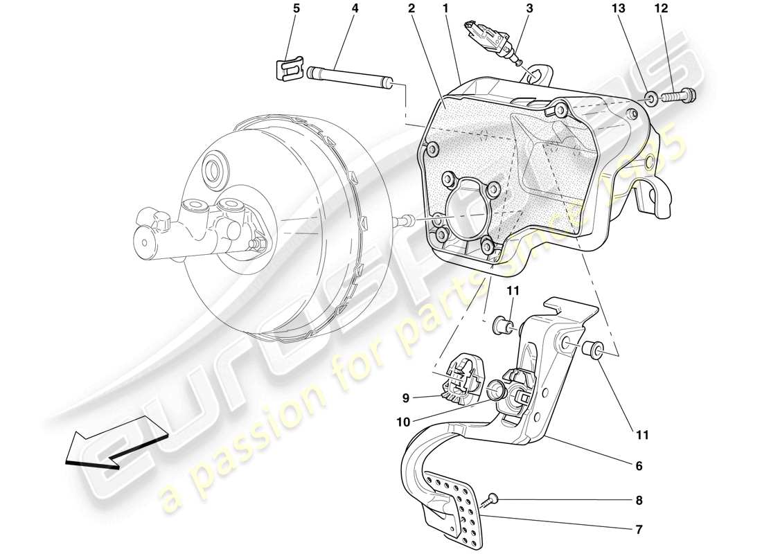 Ferrari 599 SA Aperta (RHD) Pedal Board Part Diagram