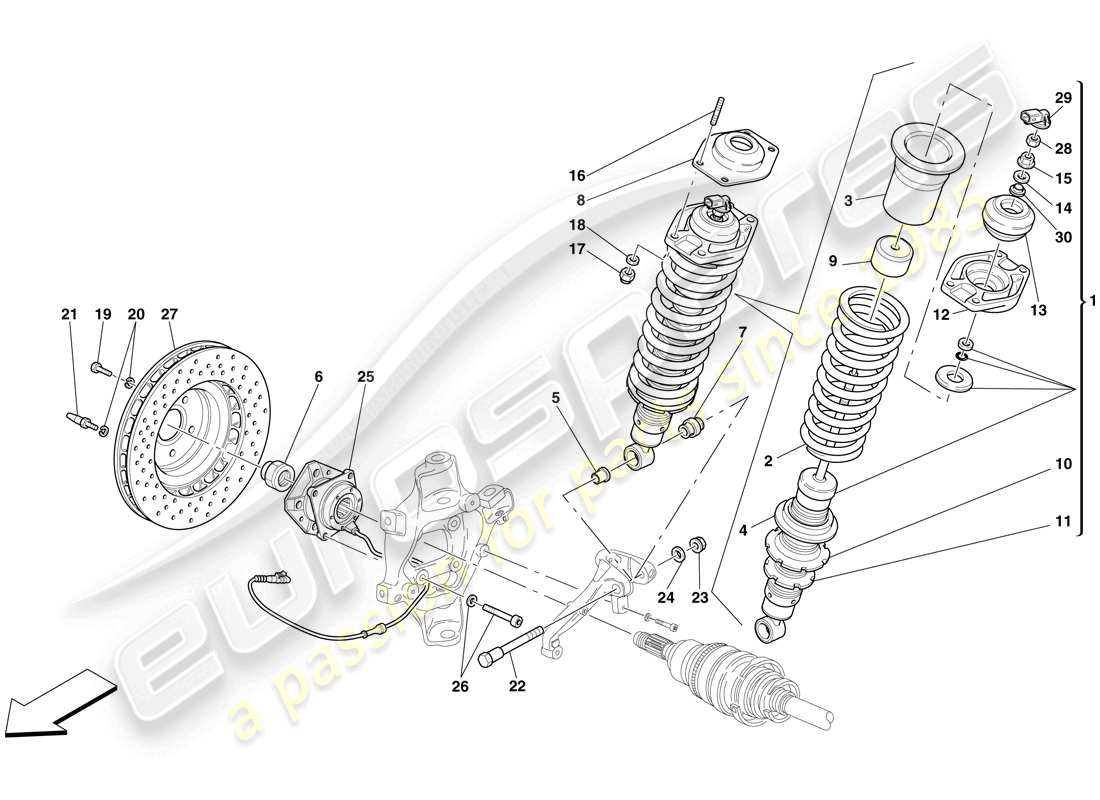 Ferrari 599 SA Aperta (USA) Rear Suspension - Shock Absorber and Brake Disc Part Diagram