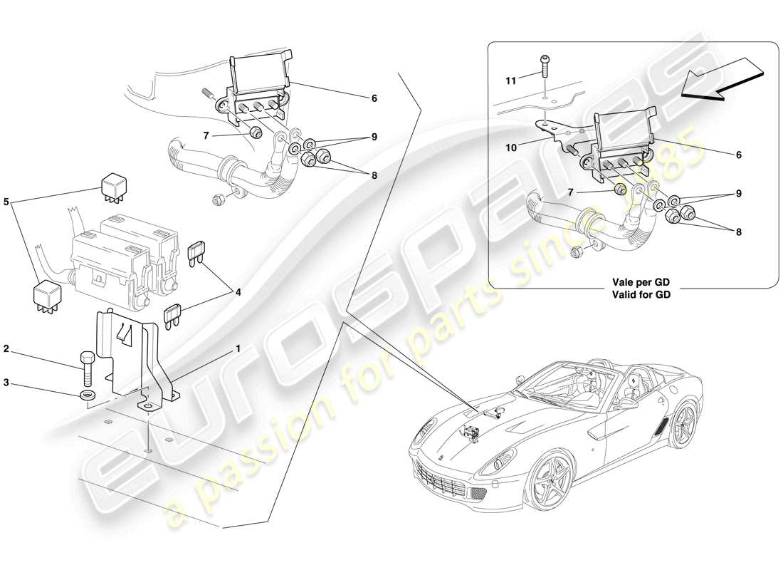 Ferrari 599 SA Aperta (USA) ENGINE COMPARTMENT ECUs Part Diagram
