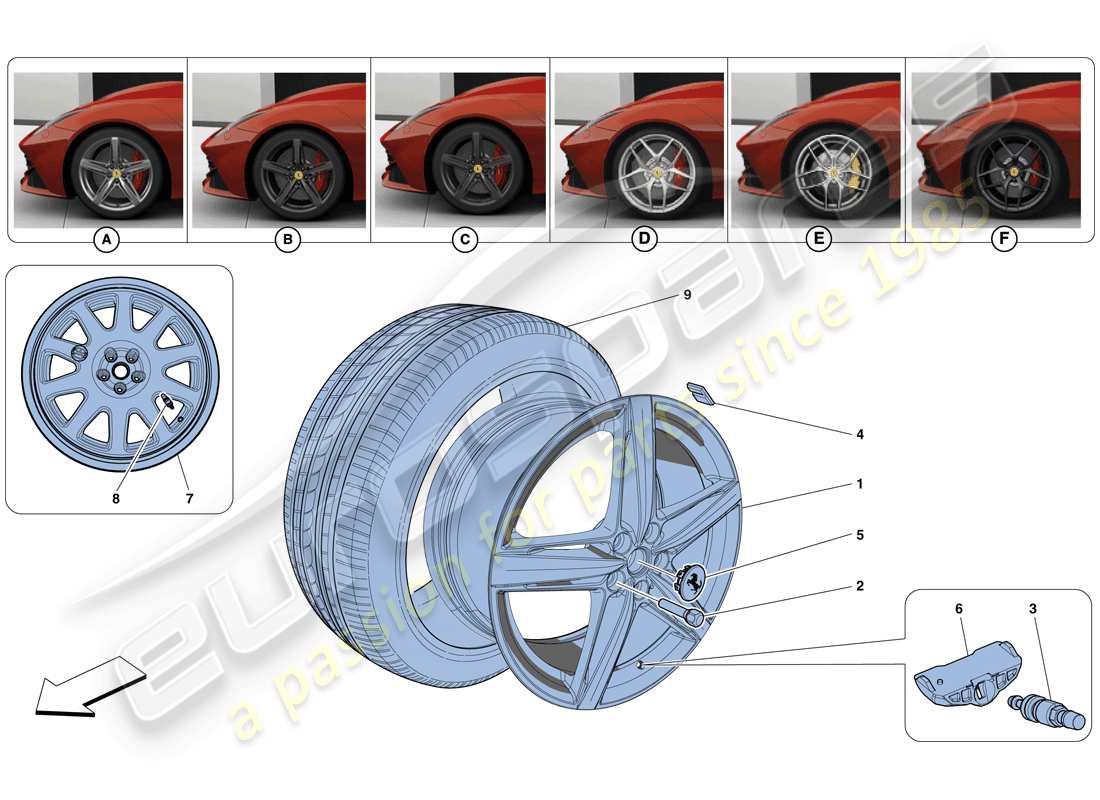Ferrari F12 Berlinetta (RHD) Wheels Parts Diagram
