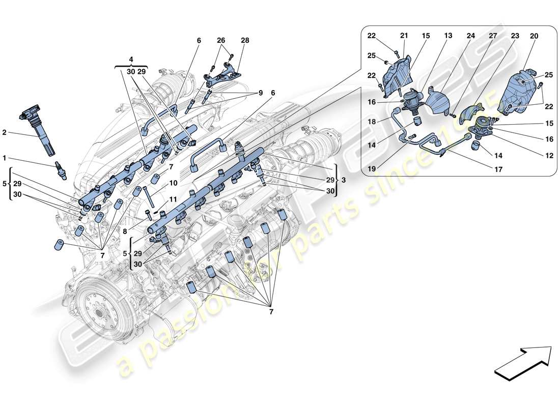 Ferrari F12 Berlinetta (USA) injection - ignition system Parts Diagram