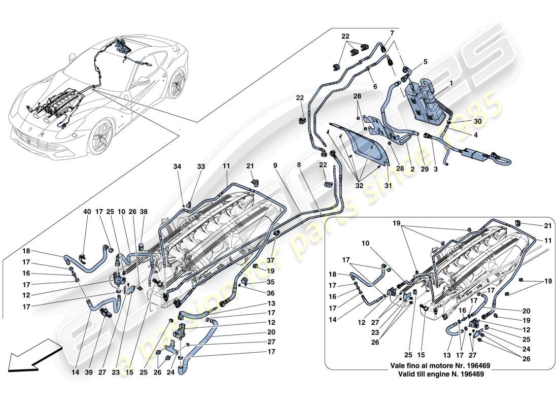 Ferrari F12 Berlinetta (USA) evaporative emissions control system Parts Diagram