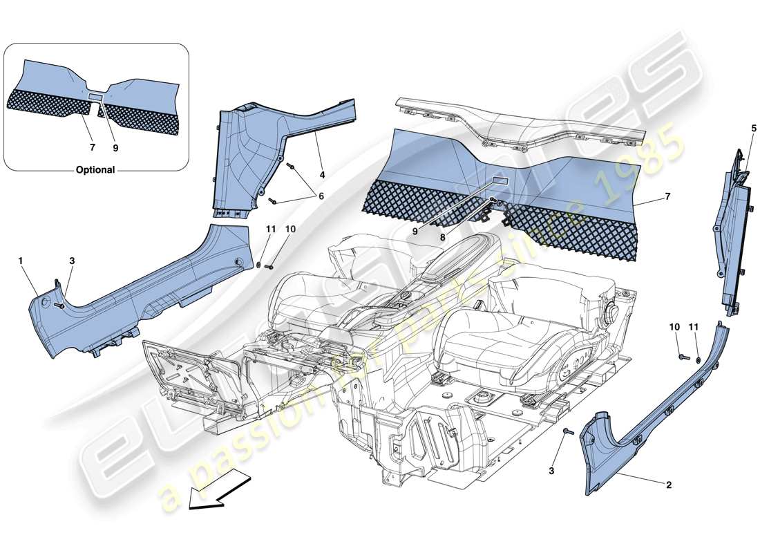 Ferrari F12 Berlinetta (USA) INTERIOR TRIM Parts Diagram