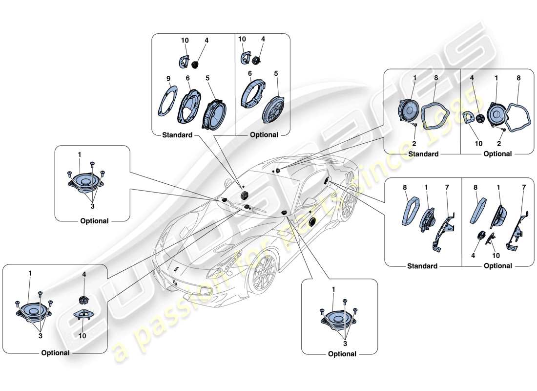 Ferrari F12 TDF (Europe) AUDIO SPEAKER SYSTEM Parts Diagram
