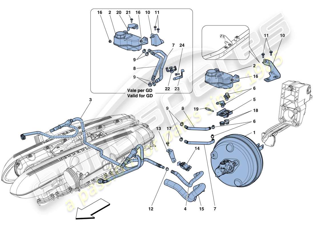 Ferrari F12 TDF (USA) SERVO BRAKE SYSTEM Parts Diagram