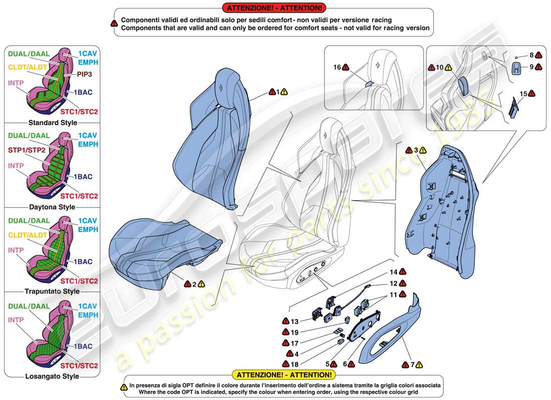 Ferrari 812 Superfast (Europe) FRONT SEAT - TRIM AND ACCESSORIES Part Diagram