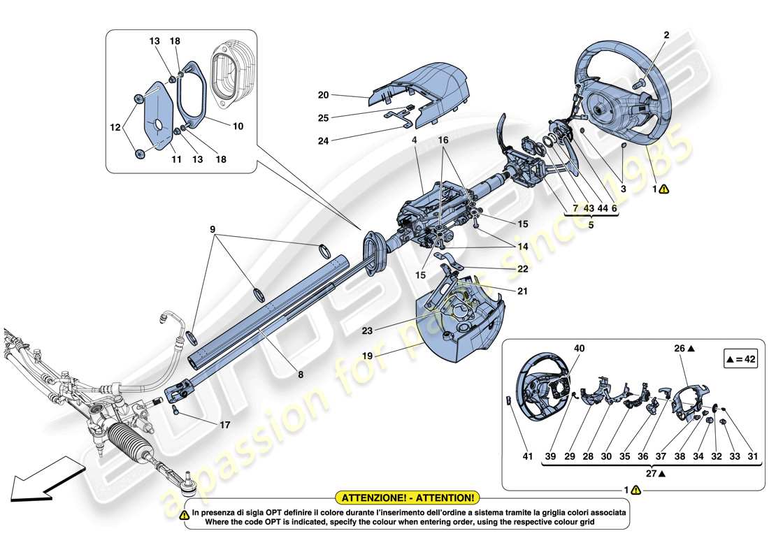 Ferrari GTC4 Lusso (RHD) Steering Control Part Diagram