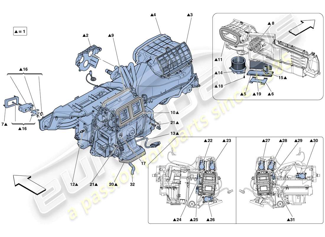 Ferrari GTC4 Lusso (RHD) EVAPORATOR UNIT Parts Diagram