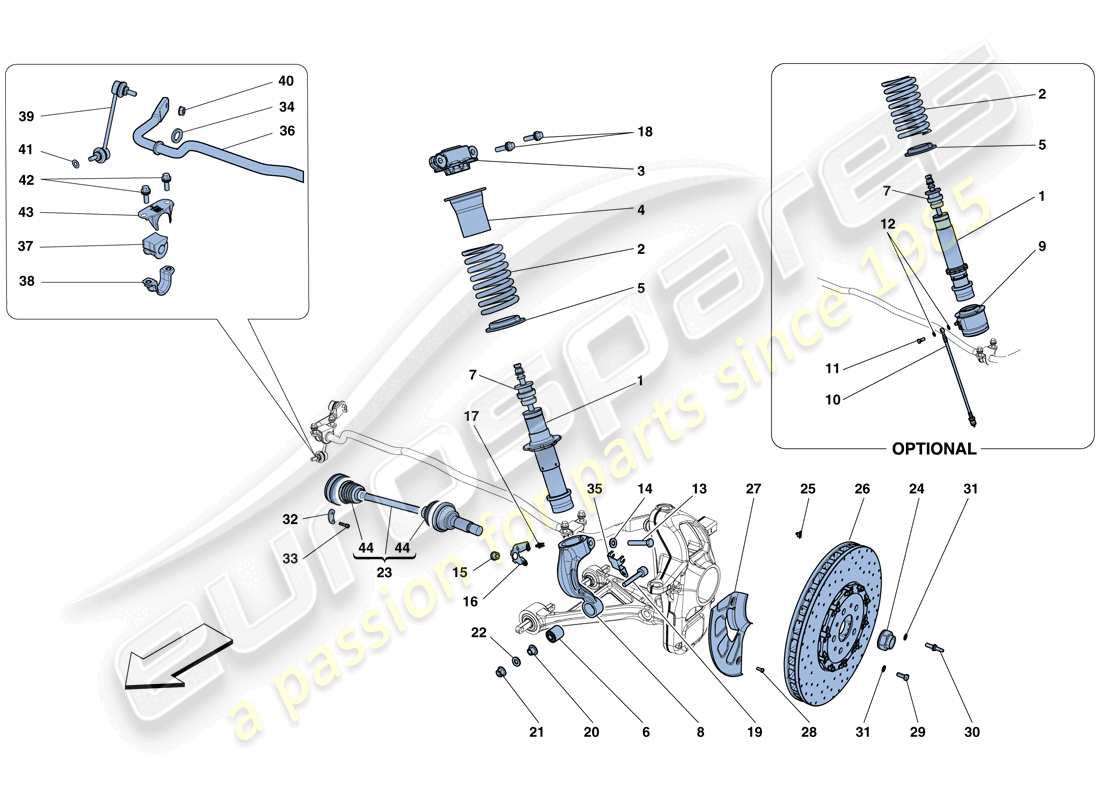 Ferrari GTC4 Lusso (USA) Front Suspension - Shock Absorber and Brake Disc Parts Diagram