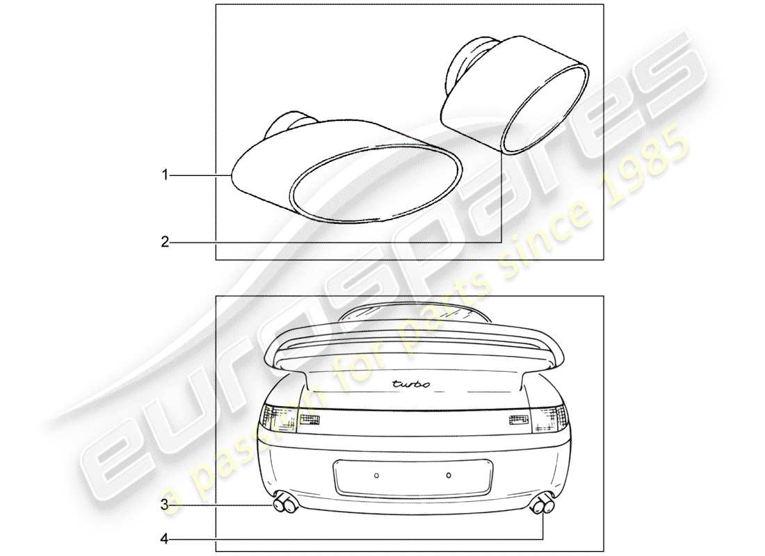 Porsche Classic accessories (1952) TAIL PIPE - SPORT - D - MJ 1995>> - MJ 1998 Part Diagram