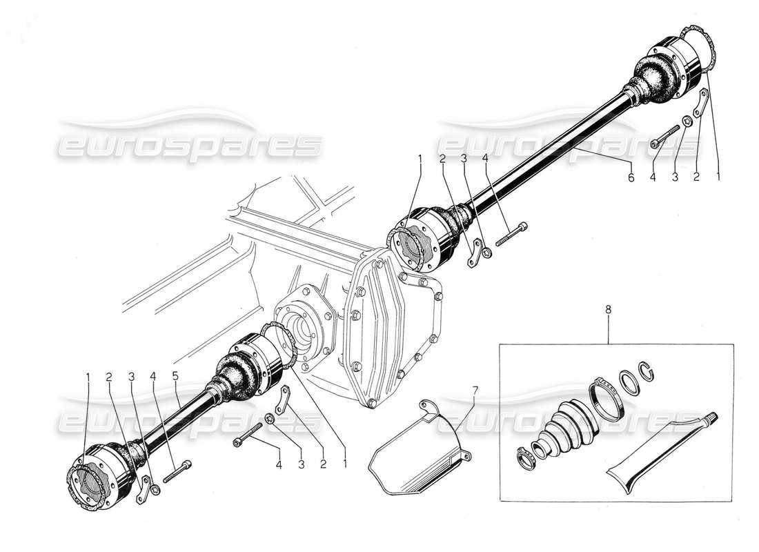 Lamborghini Jalpa 3.5 (1984) Drive Shafts Parts Diagram