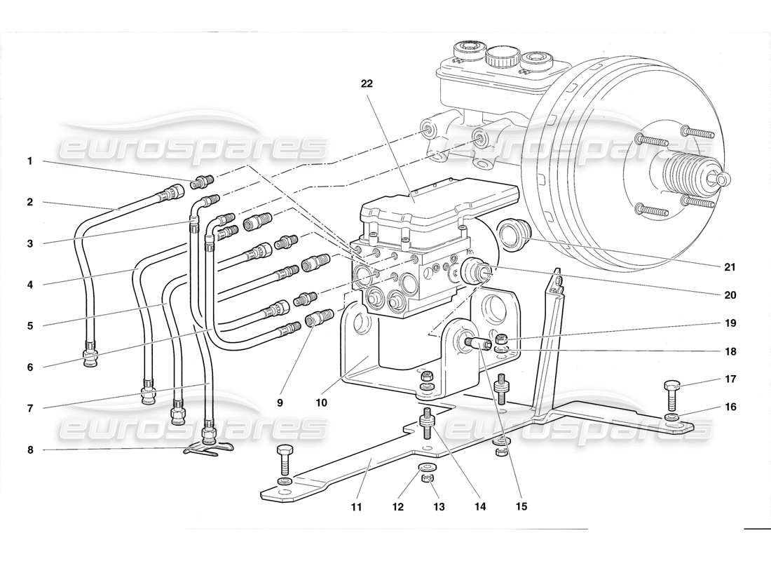 Lamborghini Diablo Roadster (1998) Electrohydraulic ABS ECU Parts Diagram