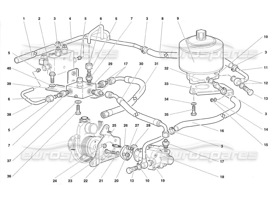 Lamborghini Diablo Roadster (1998) Steering Parts Diagram