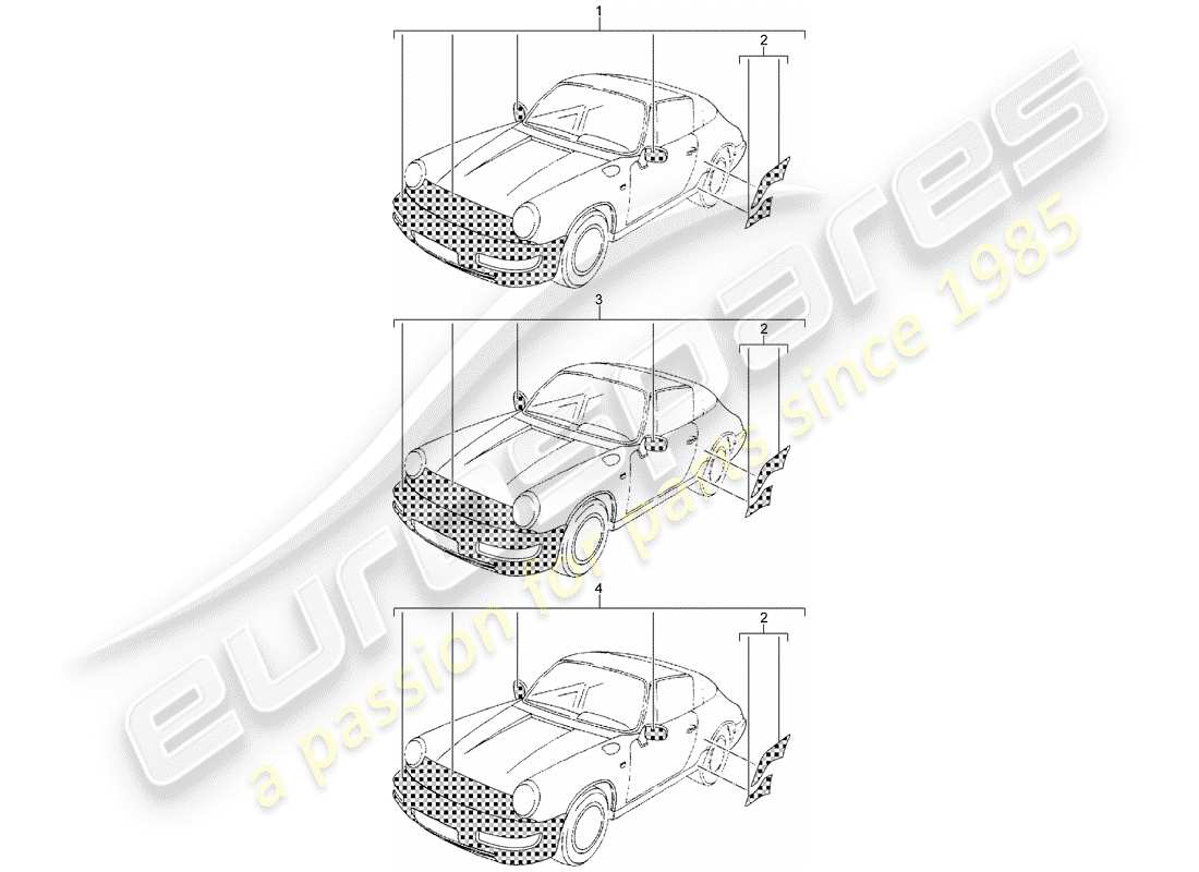 Porsche Classic accessories (1965) STONE PROTECTION FOIL Part Diagram