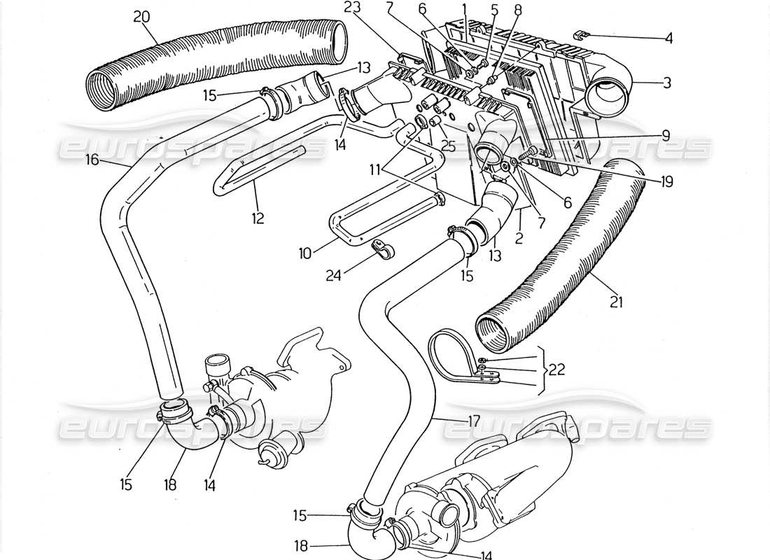 Maserati 2.24v Air Filter and Pipes Parts Diagram