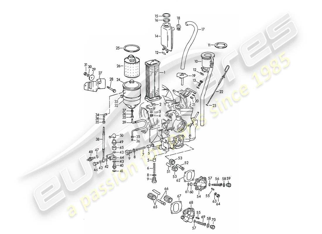 Porsche 356B/356C (1964) Engine Lubrication Part Diagram