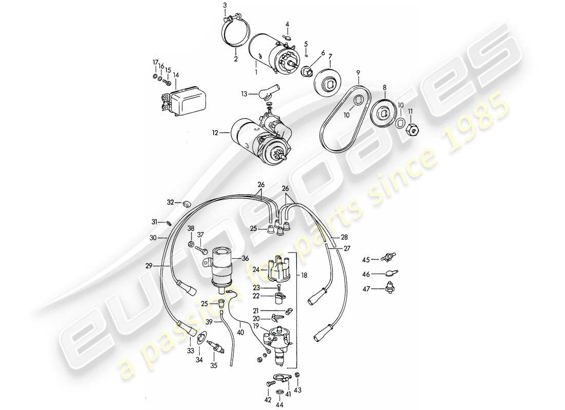 Porsche 356B/356C (1964) ELECTRICAL EQUIPMENT - ENGINE Part Diagram