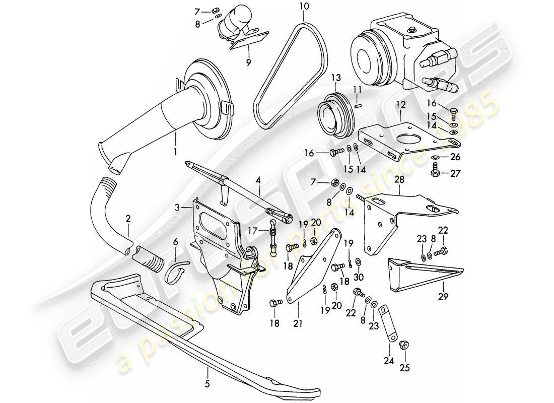 Porsche 911 (1972) AIR CONDITIONER - MOUNT - FOR - COMPRESSOR - NOT FOR: - (USA) Part Diagram