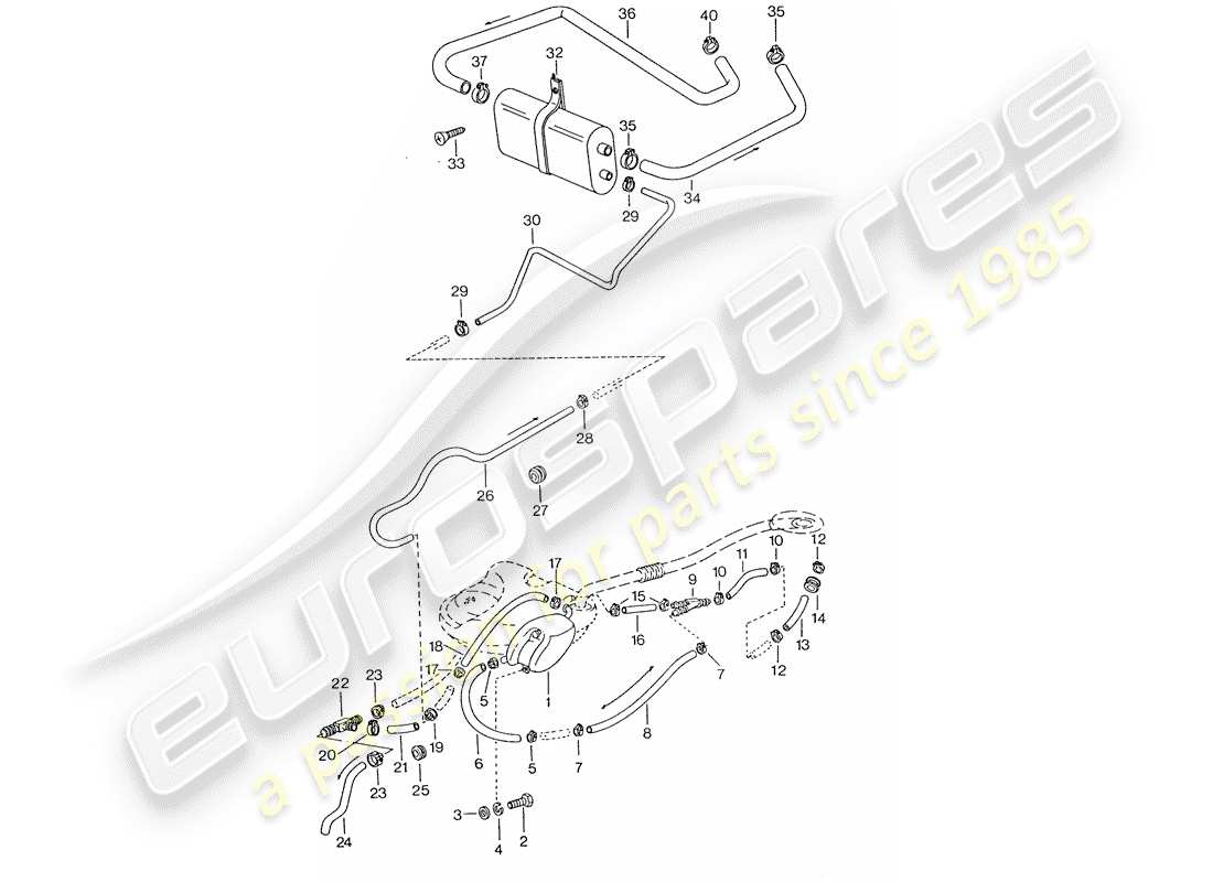 Porsche 911 (1974) TANK VENTILATION - D >> - MJ 1974 Part Diagram