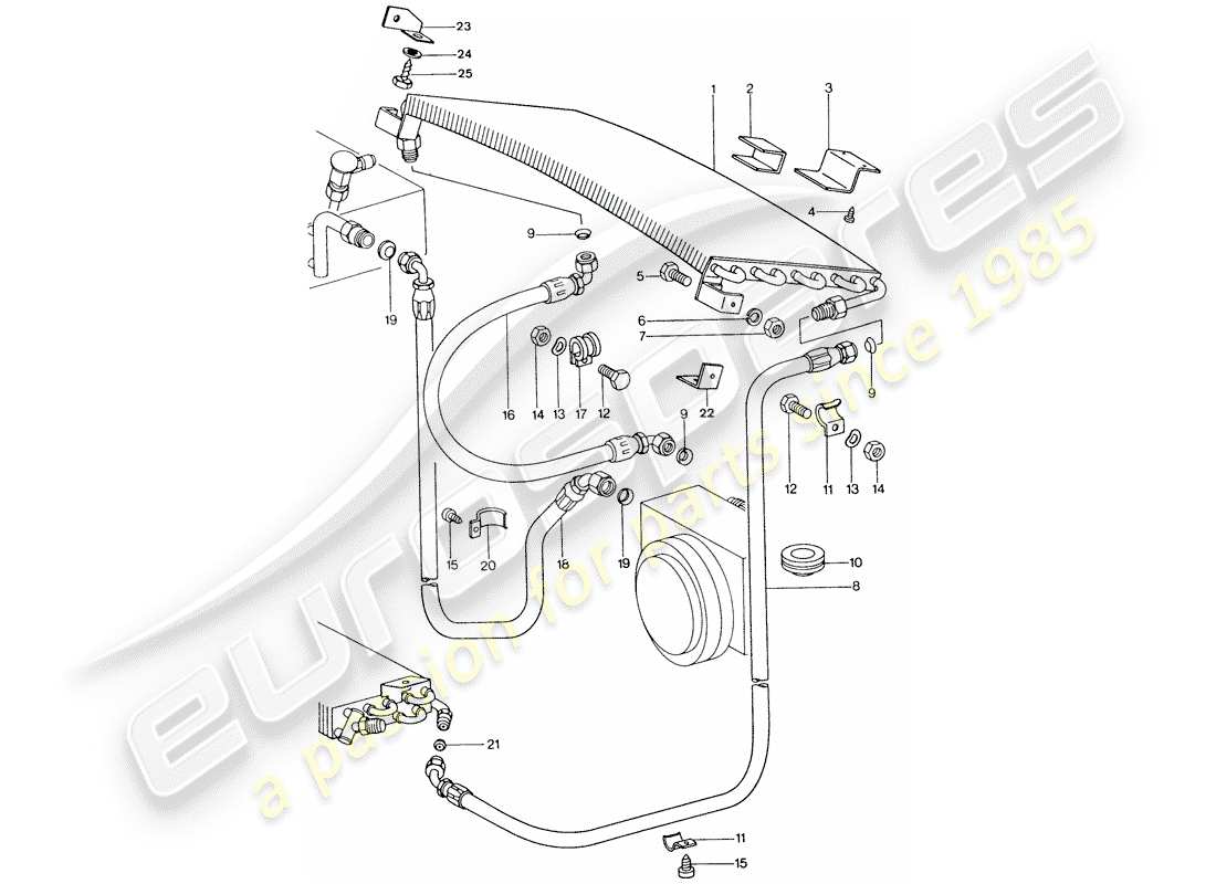 Porsche 911 (1974) AIR CONDITIONER - CAPACITOR - LINES Part Diagram