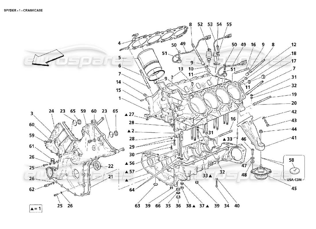 Maserati 4200 Spyder (2002) crankcase Parts Diagram