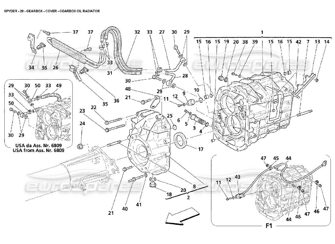 Maserati 4200 Spyder (2002) Gearbox - Cover - Gearbox Oil Radiator Parts Diagram