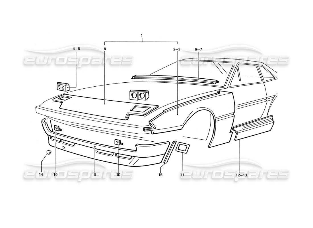 Ferrari 412 (Coachwork) Front End Panels Parts Diagram