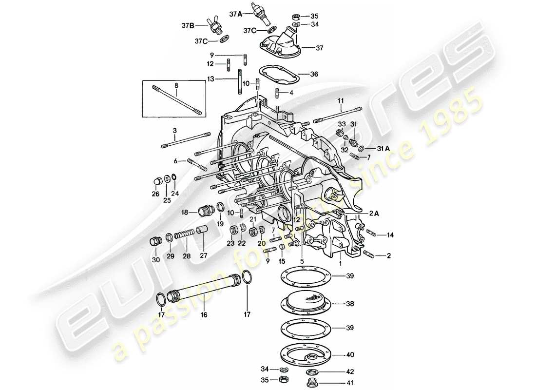 Porsche 911 (1978) crankcase - REPAIR SET FOR MAINTENANCE - SEE ILLUSTRATION: Part Diagram