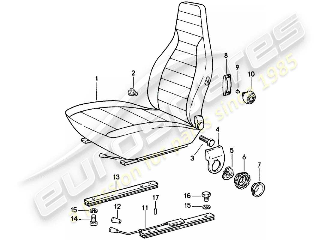 Porsche 911 (1978) FRONT SEAT - COMPLETE Part Diagram