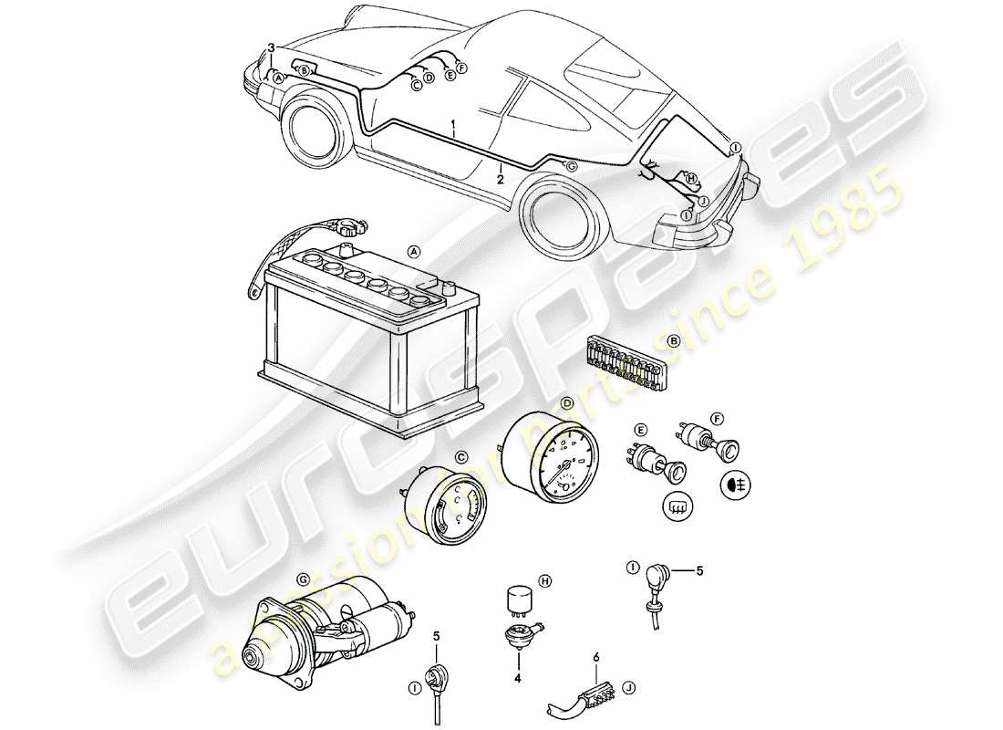 Porsche 911 (1978) wiring harnesses Part Diagram