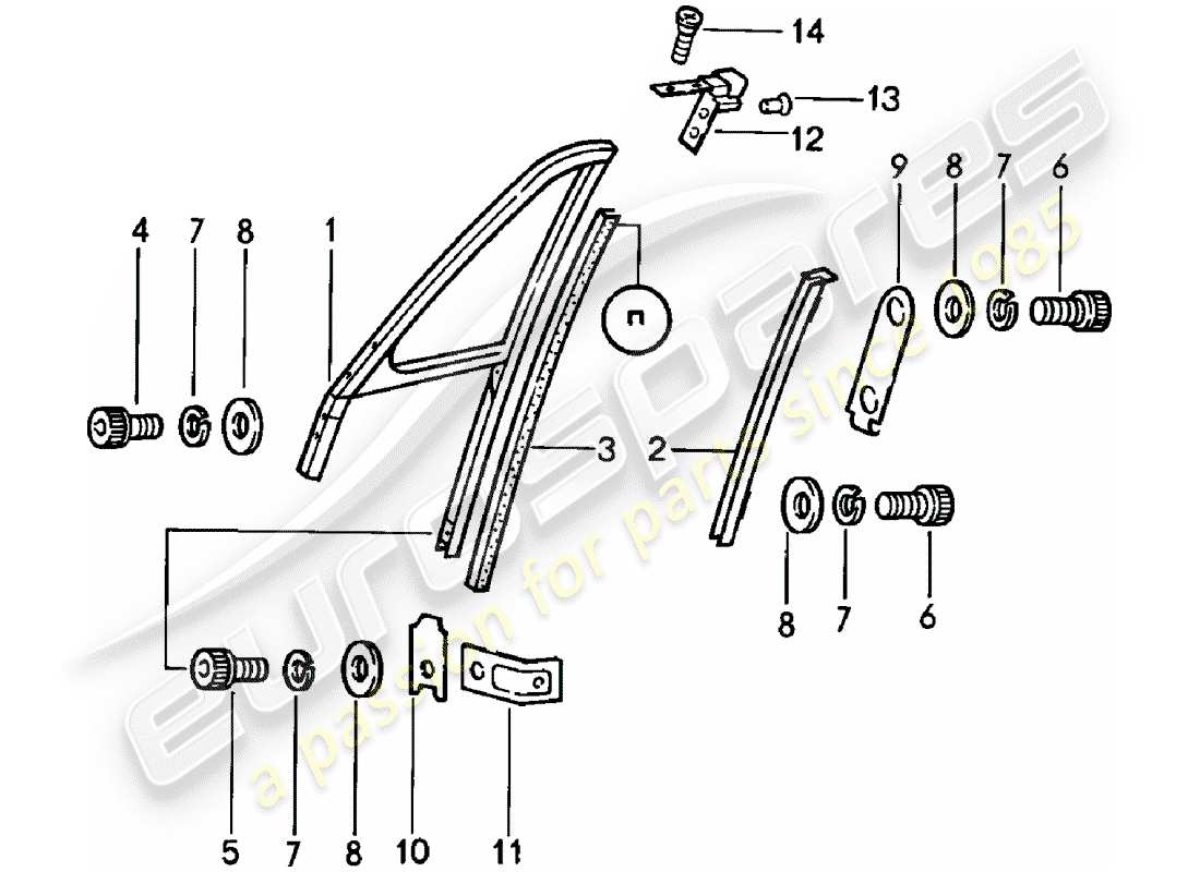 Porsche 911 (1980) WINDOW FRAME Part Diagram