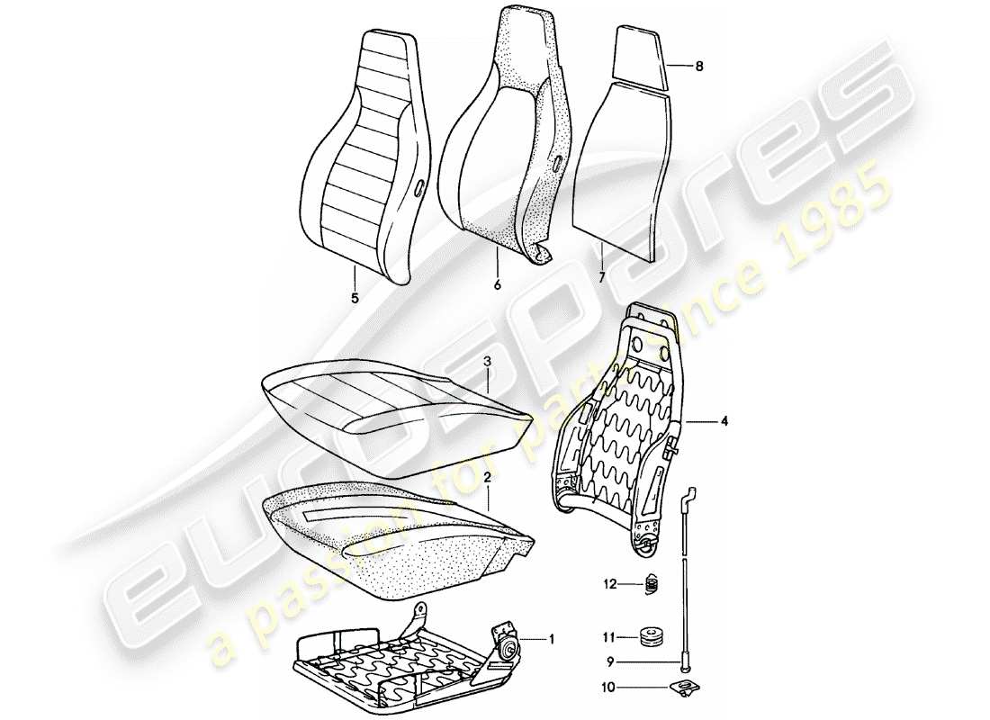 Porsche 911 (1980) FRONT SEAT - SINGLE PARTS Part Diagram