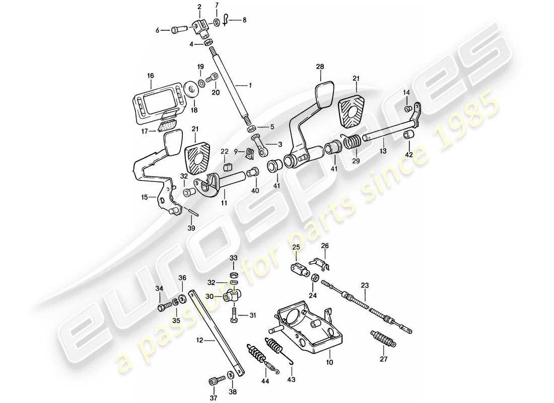 Porsche 911 (1984) Pedals Part Diagram